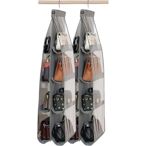 Closet Purse Organizer Hanger 2 Pack Clear Handbag Storage Heavy Duty Hooks - Picture 7 of 7